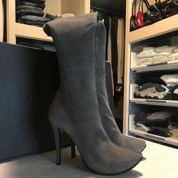 Grey suede Walter Steiger over the knee boots - Picture 1 of 8